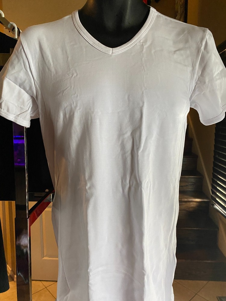 Versace Collection T-Shirt WHITE Medium Canotta V-Neck Logo Slim Fit Certilogo