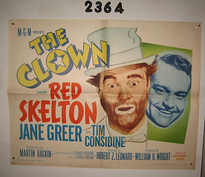 The Clown Original 1/2sh Movie Poster 1953 R63 Red Skelton in full make up! 