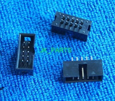 100pcs 2.54mm 2x5 Pin 10 Pin Straight Male Shrouded header IDC Socket #T5*