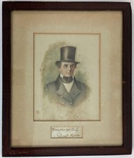 Daniel Webster Cut Signature and Portrait