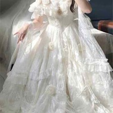 Exquisite White Wedding Dresses Floral 3D Lace Princess Ball Gown Off Shoulder