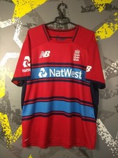 England Team Jersey Cricket Shirt New Balance Red Trikot Men Size L/XL ig93