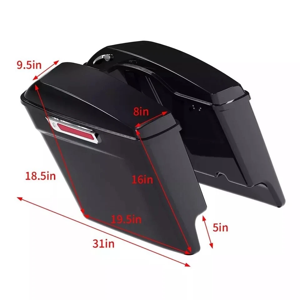 Alforjas duras estiradas de 5" para Harley Davidson Heritage Softail Fatboy 84-2017 Foto 2 de 4