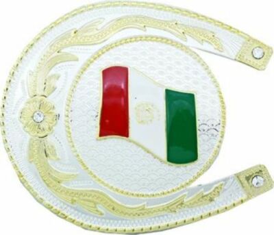 Oversize BIG Horse Shoe MEXICO FLAG Belt Buckle Silver GOLD Large ov001