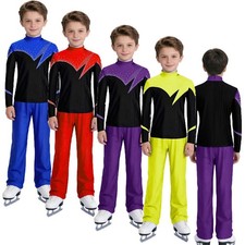 Kids Boys Sets Top Outfit Gymnastics Costume Pants Mock Neck Performance Stage