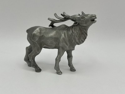 Vintage Pewter Elk Deer Buck Figurine Wildlife Cabin Lodge Decor Collectible