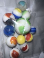 12 Super Nice Old Vintage Marbles, 13.5mm r- Collectible And One 23mm