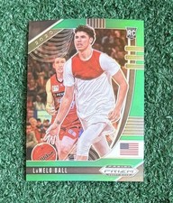 LeMELO BALL - 2020 PANINI PRIZM DRAFT PICKS GREEN PARALLEL ROOKIE CARD # 43  NBA