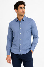 Calvin Klein Men Dress Shirt New S Blue Stretch Button up Long Sleeve Solid