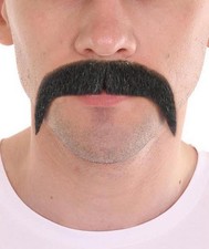 Men's Fake Fu Manchu Style Moustache Set, Black Cosplay Facial Hair