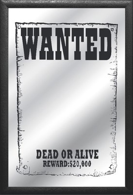 Wanted Dead or Alive Spiegel Mirror Wandspiegel ,Bar,Partykeller,Kneipe,30cm