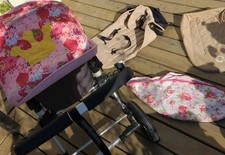 Bugaboo Chameleon 2 Pink Grau Beige Prinz.in Blumen 2X Sitzeinhang/Dach/3 Bezüge