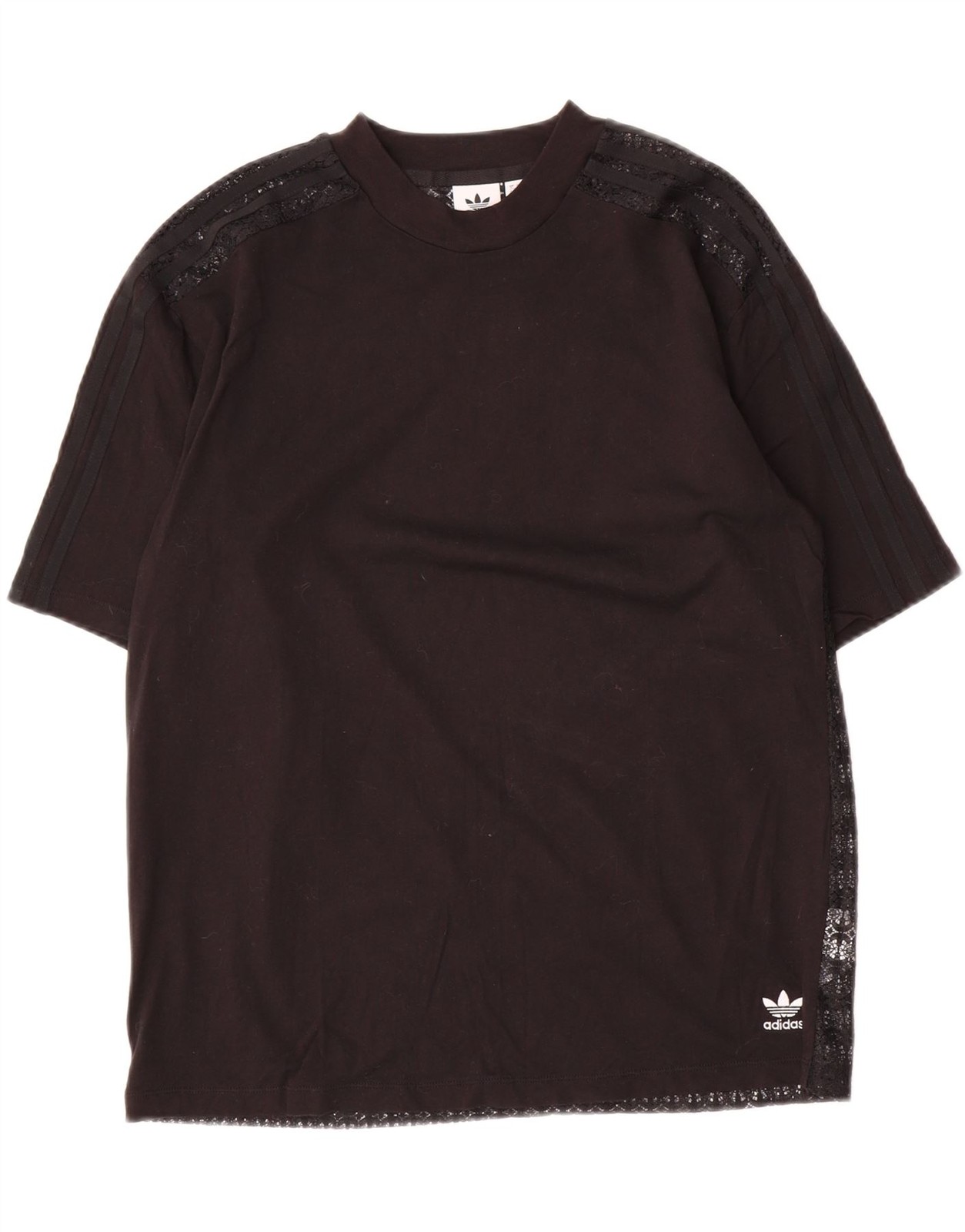 ADIDAS Womens Oversized Blouse Top UK 8 Small Black Geometric Cotton CF12