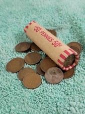 (1) Roll of Wheat Pennies, Copper Wheat Penny, Mixed Dates