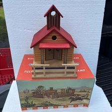 Vintage Hausser Elastolin Western Church Wood Building 1950s with Box