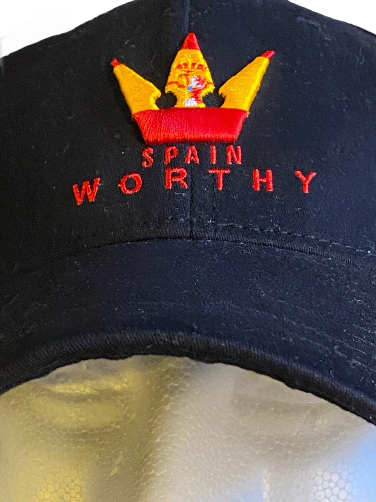 NWT Worthy Spain Embroidered Black Baseball Trucker Adjustable Strap Back Cap