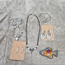 Fashion Jewelry Bundle(7) Crosses Earrings Necklace Bracelets Pin GUC