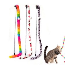 3 PCS Soft Plush Strip Cat Wands Interactive Kitten Teaser Sticks Toy Set