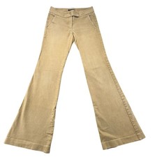 Theory Women Tan Denim Flare Pants Size 2 Cotton Blend Made in USA