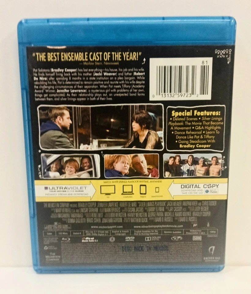 Silver Linings Playbook: Blu-ray  + DVD Bradley Cooper Great Cond Free Shipping Foto 2 de 4