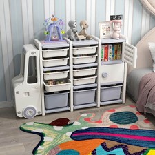 Kids Toy Storage Organizer w/2 Cabinets 11 Removable Bins for PlayroomBedroom