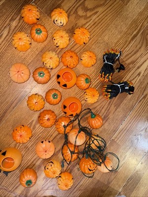 VTG Plastic Pumpkin Jack O Lanterns Blow Mold Orange Seasonal Halloween Lights .