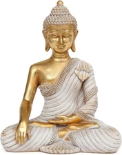Gold Buddha Statue 10.2" Zen Decor Meditation Living Room Indoor Large