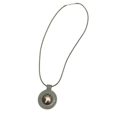 HERMES Touareg silver leather choker gray x silver [031225 