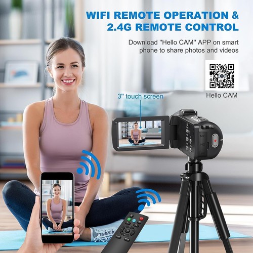 Videocámara Delmodes 8K 64MP zoom 18X WiFi visión nocturna + tarjeta de 32 GB y 2 baterías - Imagen 2 de 7