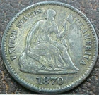 US 1870 Seated Liberty Half-Dime  **