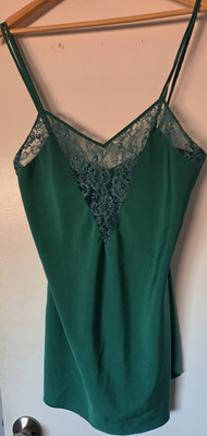 Victoria's Secret Green Floral Lace Full Slip Adjustable Straps Women's Size L