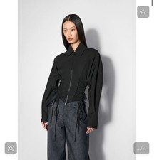 NWT Mugler laced corset jacket black size 42 US XL wool full zip women