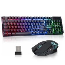 CHONCHOW USB Wireless Gaming Keyboard and Mouse Combo, LED black,rgb backlit