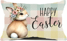 Easter Pillow Covers 12X20, Bunny Decorative Throw Pillow Covers, Easter Outdoor