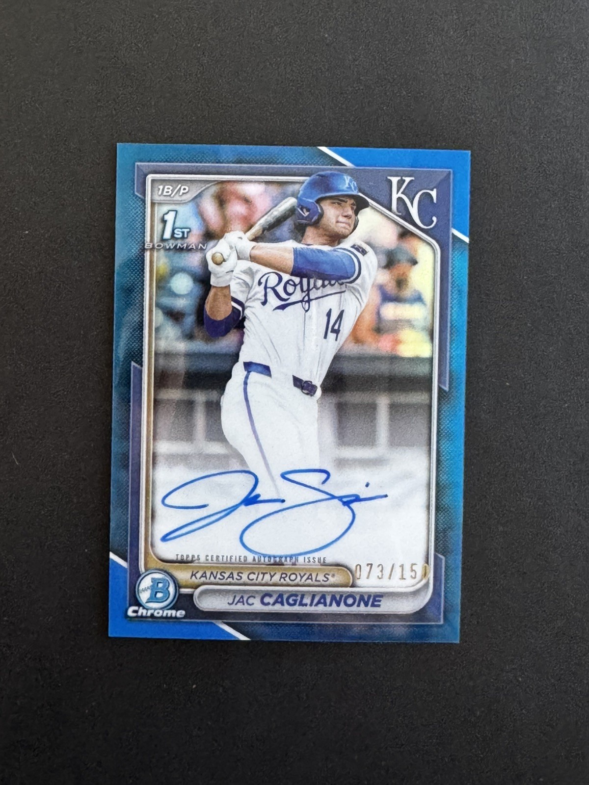 2024 Bowman Draft Jac Caglianone 1st Chrome True Blue Refractor Auto /150