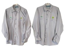 Lot Of 2, Long Sleeve Blue,XL, Uniform Work Shirts Button Up Cintas Comfort Flex