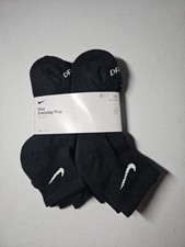 Nike Mens Everyday Performance Plus ANKLE Socks 6 Pack Medium Dri Fit NEW Black