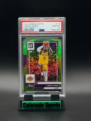 LEBRON JAMES 2022-23 Donruss Optic #116 Lime Green Prizm 094/149 PSA 10 Gem Mint