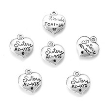 BLUK 100Pcs Heart Charms DIY Jewelry Making Pendants Antique Silver