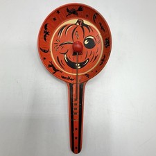 Vintage Kirchhof Tin Litho Winking Jack-O-Lantern Halloween Clapper/Noisemaker/c