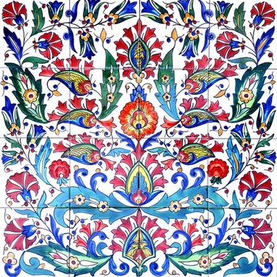 24inx24in Arabesque Design Ceramic Tiles Wall Art Mosaic Mural Backsplash