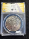 1883 O USA MORGAN Silver DOLLAR $1 ANACS GRADED MS63 MS 63 Nice RIM TONING 1409