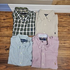 Lot 4 RALPH LAUREN Long Sleeve Striped Button Down Shirts Medium One Ship Cost