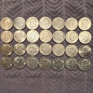 Eisenhower (Ike) $1 Business Strike Dollar Coin Lot 24 Coins Mixed Years 1971 78