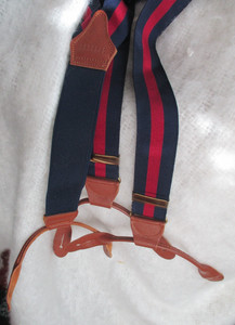 Albert Thurston London Red BLUE Suspenders Made in England BARNEY'S NEW YORK