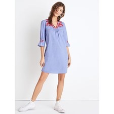 Madewell Embroidered Summer Breeze Dress Blue Red Peasant Women's XXS Cottage