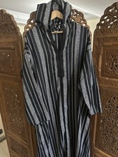 Men s Moroccan Black White Striped Thobe Size 60