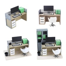Mobili per ufficio in miniatura, decorazione fotografica in scala 1/12,