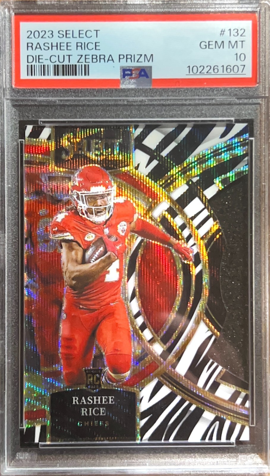 2023 Select Rashee Rice Zebra Prizm Premier Die Cut RC PSA 10