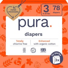 Size 3 Eco-Friendly Diapers 9-20 lbs Chlorine Free Hypoallergenic Organic Cotton